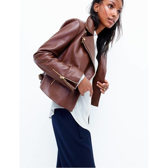J. Crew Jackets & Blazers - NWT J. Crew Collection Cassis Leather Biker Moto Jacket Burgundy Women's Size 12